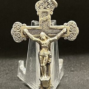 Wonderful vintage Cross Jesus Christ Crucifix silver, beauty ornament medal