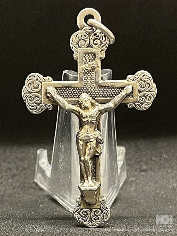 Wonderful vintage Cross Jesus Christ Crucifix silver, beauty ornament medal