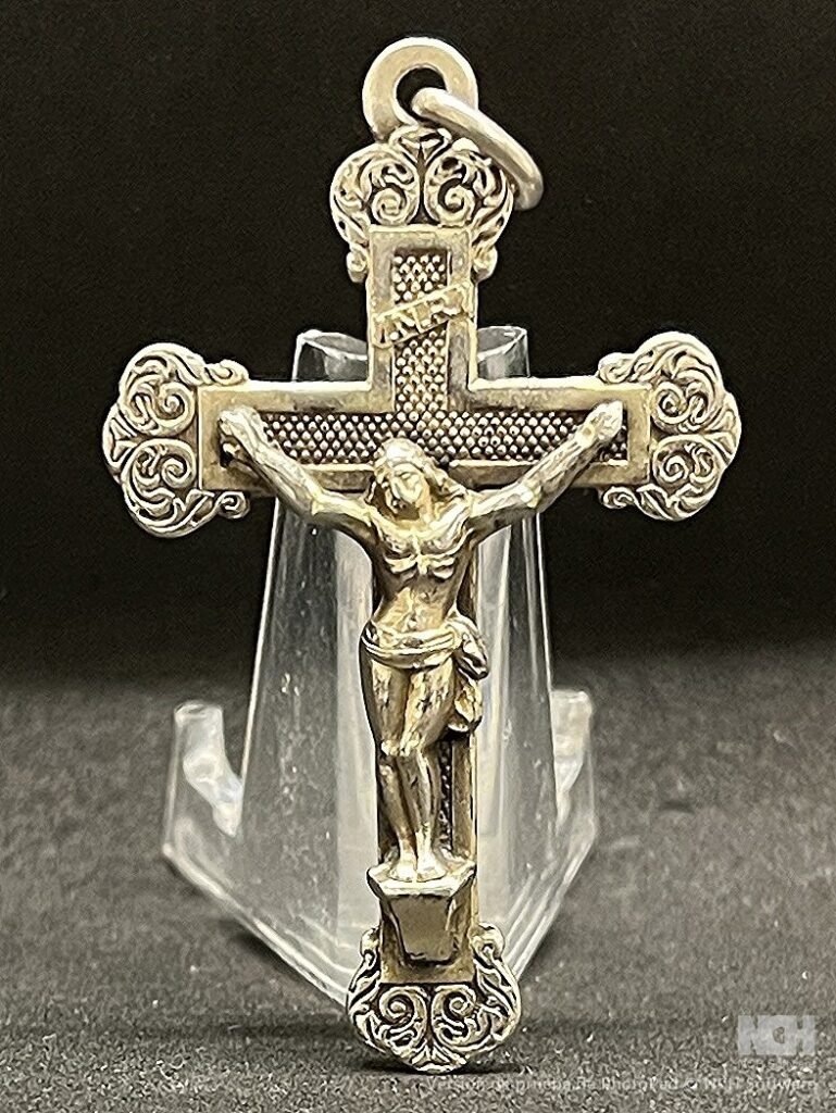 Wonderful vintage Cross Jesus Christ Crucifix silver, beauty ornament medal