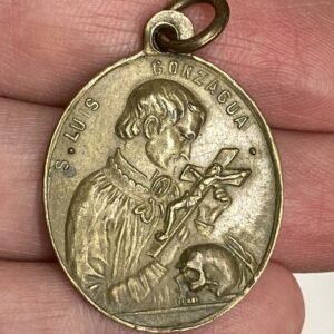 SPAIN 1880´ OLD SAINT ALOYSIUS GONZAGA & GUARDIAN ANGEL LOVELY CATHOLIC MEDAL