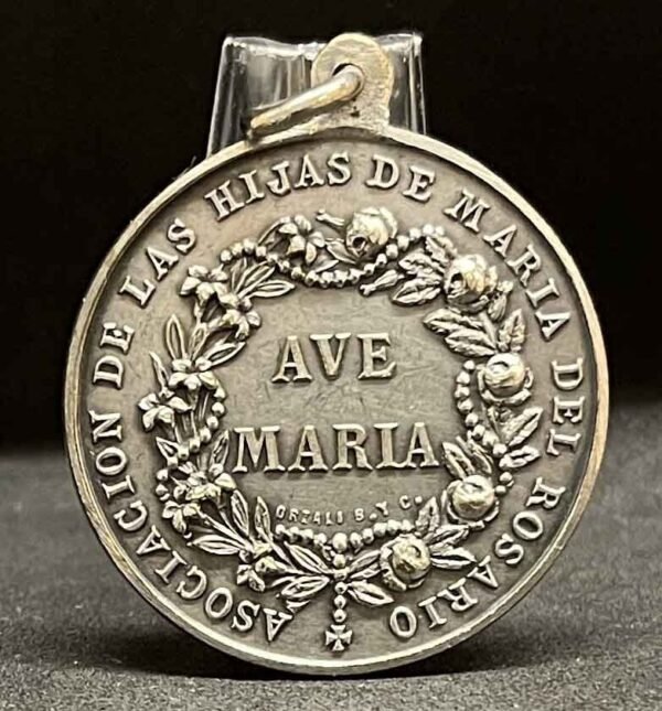 Uruguay 1900´ AVE MARIA Our Lady of Rosary Daughters Assoc. old catholic medal - Image 2