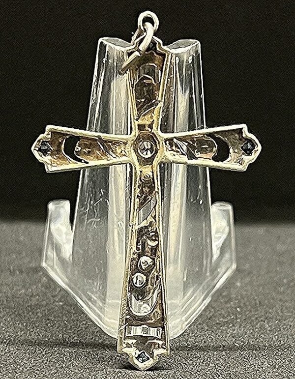 France old Amazing delicate Silver cross Art Deco with marcasite stones gorgeous - Image 2