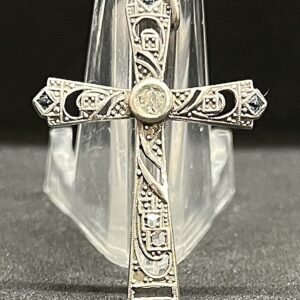 France old Amazing delicate Silver cross Art Deco with marcasite stones gorgeous