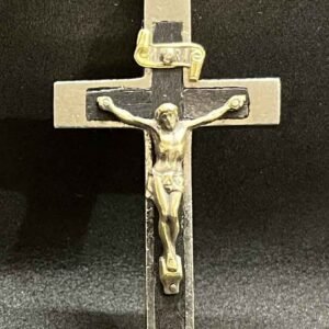 Italy 1930´ antique pectoral nun cross Jesus Christ Crucifix INRI ebony inlay