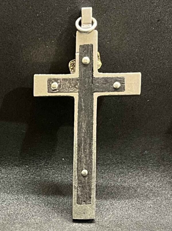 Italy 1930´ antique pectoral nun cross Jesus Christ Crucifix INRI ebony inlay - Image 2