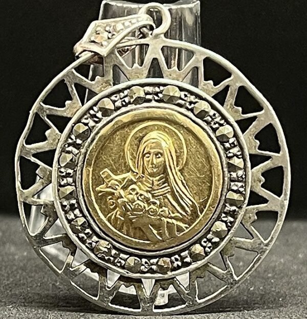 Argentina Circa 1930´ antique Saint Therese of Jesus Child gold, silver & marcasites gorgeous