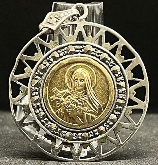 Argentina Circa 1930´ antique Saint Therese of Jesus Child gold, silver & marcasites gorgeous - Image 5