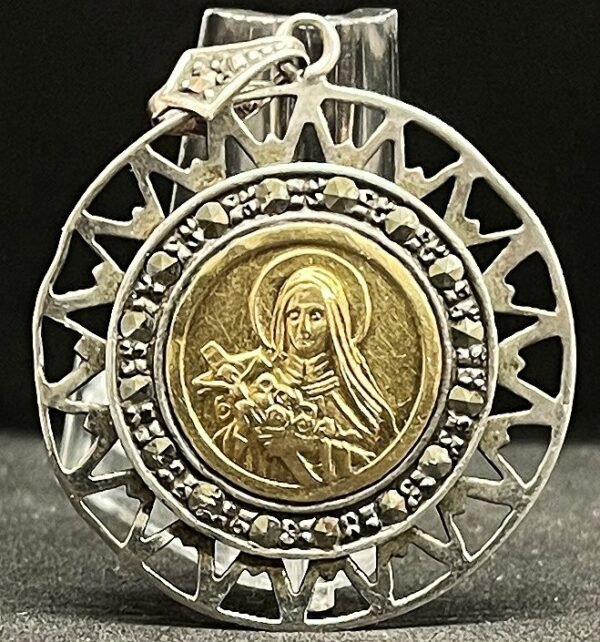 Argentina Circa 1930´ antique Saint Therese of Jesus Child gold, silver & marcasites gorgeous - Image 4