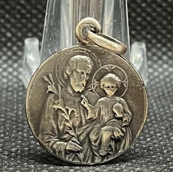 Spain 1920´ antique St. Joseph Art Nouveau catholic medal wonderful charm - Image 4