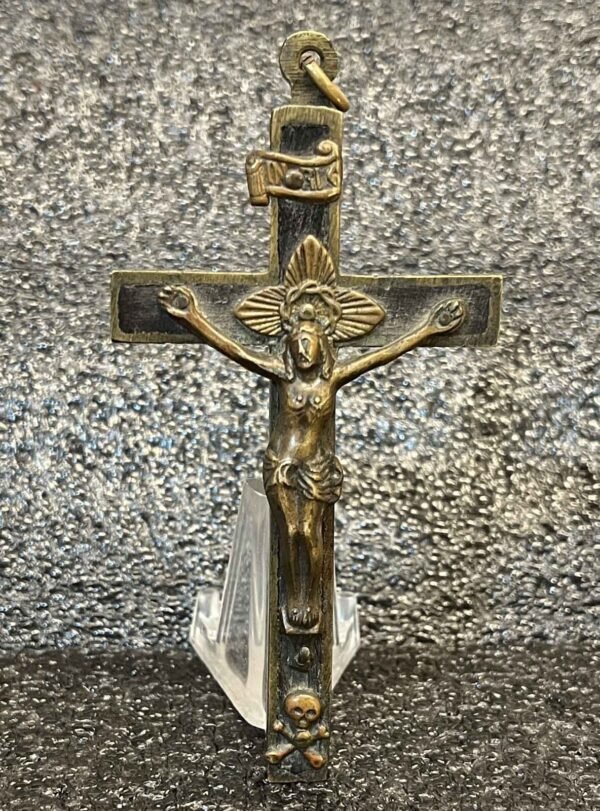Italy 1880´ antique pectoral nun cross crucifix Jesus Christ skull bones ebony - Image 7