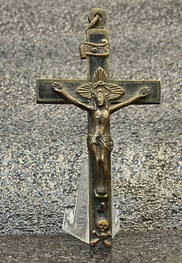 Italy 1880´ antique pectoral nun cross crucifix Jesus Christ skull bones ebony - Image 6