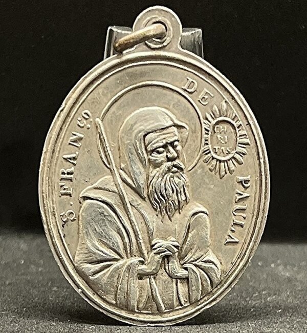 Italy St Francis of Paul & B. Gaspar Bono. silver catholic antique medal scarce! - Image 2