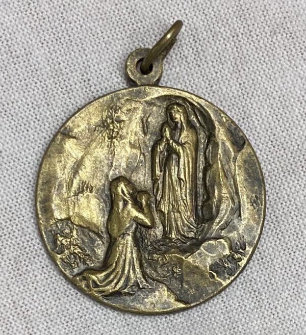 ITALY 1940´ OUR LADY OF LOURDES ART NOUVEAU LOVELY UNIFAZ MEDAL TO ENGRAVE - Image 5