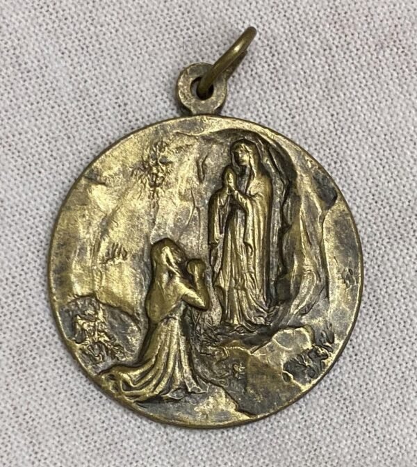 ITALY 1940´ OUR LADY OF LOURDES ART NOUVEAU LOVELY UNIFAZ MEDAL TO ENGRAVE - Image 4