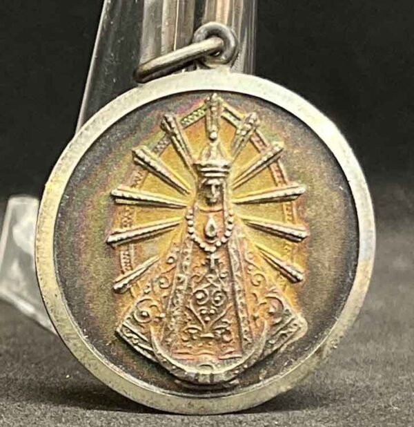 Argentina 1930´ antique Our Lady of Lujan silver catholic pendant charm medal
