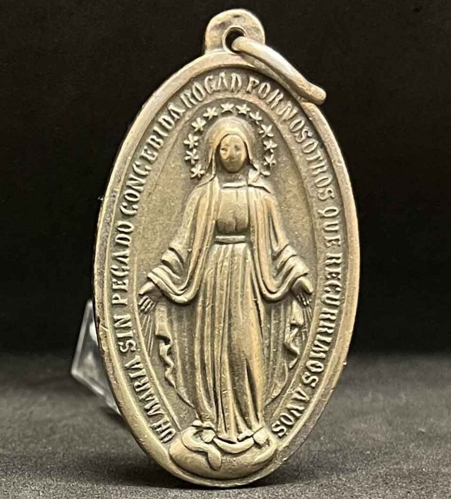 Spain antique Miraculous Virgin Mary Monogram Mary Sacred Heart of Jesus & Mary