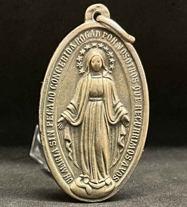 Spain antique Miraculous Virgin Mary Monogram Mary Sacred Heart of Jesus & Mary - Image 5