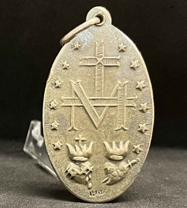 Spain antique Miraculous Virgin Mary Monogram Mary Sacred Heart of Jesus & Mary - Image 3