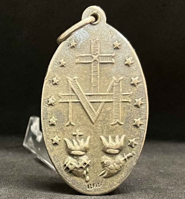Spain antique Miraculous Virgin Mary Monogram Mary Sacred Heart of Jesus & Mary - Image 2