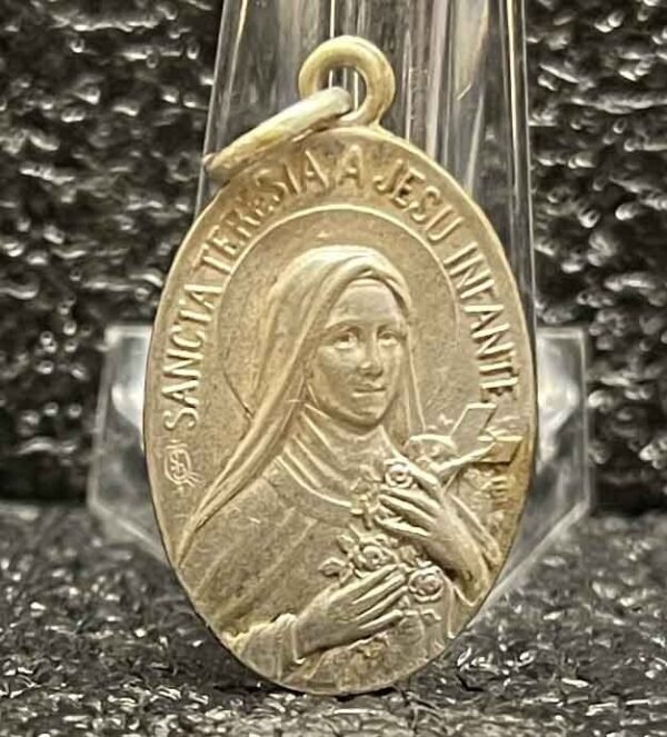 France 1910' St. Therese of Jesus Child Art Nouveau, flowers, silver by Bernard - Image 6