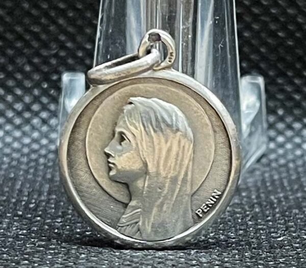 by Penin Poncet France 1920´ antique Our Lady of Lourdes, Art Nouveau, silver