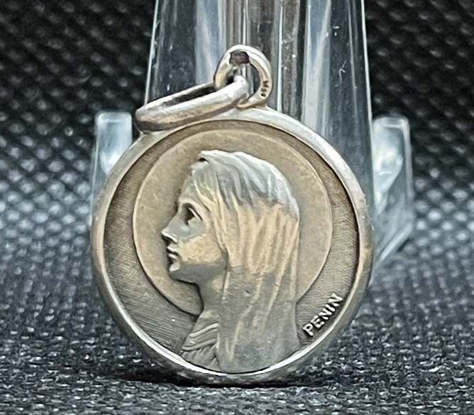 by Penin Poncet France 1920´ antique Our Lady of Lourdes, Art Nouveau, silver
