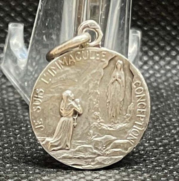 by Penin Poncet France 1920´ antique Our Lady of Lourdes, Art Nouveau, silver - Image 3