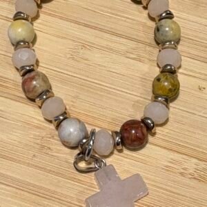 Pulsera Espiritual de Cuarzo Rosa y Piedras Naturales